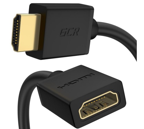 GCR Удлинитель 1.5m v2.0 HDMI-HDMI черный, OD7.3mm, 28/28 AWG, позолоченные контакты, Ethernet 18.0 Гбит/с, 19M / 19F, тройной экран GCR Удлинитель 1.5m v2.0 HDMI-HDMI черный, OD7.3mm, 28/28 AWG, позолоченные контакты, Ethernet 18.0 Гбит/с, 19M / 19F, тройной экран