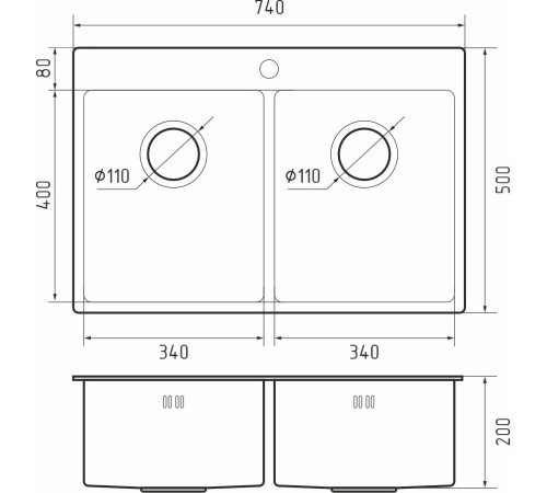 Кухонная мойка RIVELATO Rivelato Rinox 7450 2В PVD black Мойка нерж.сталь 2 чаши 740*500*200 мм, монтаж: врезной, материал: нержавеющая сталь, цвет: черный Кухонная мойка RIVELATO Rivelato Rinox 7450 2В PVD black Мойка нерж.сталь 2 чаши 740*500*200 мм, монтаж: врезной, материал: нержавеющая сталь, цвет: черный