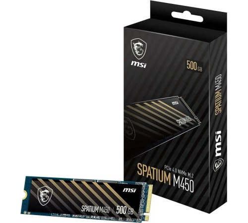 Твердотельный накопитель MSI SSD SPATIUM M450, 500GB, M.2(22x80mm), NVMe, PCIe 4.0 x4, 3D TLC, R/W 3600/2300, IOPs 300 000/550 000, TBW 300, DWPD 0.33 (5 лет) Твердотельный накопитель MSI SSD SPATIUM M450, 500GB, M.2(22x80mm), NVMe, PCIe 4.0 x4, 3D TLC, R/W 3600/2300, IOPs 300 000/550 000, TBW 300, DWPD 0.33 (5 лет)