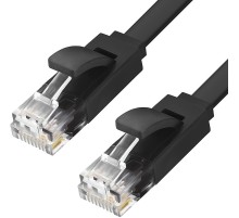 Greenconnect Патч-корд PROF плоский прямой 3.0m, UTP медь кат.6, черный, позолоченные контакты, 30 AWG, ethernet high speed 10 Гбит/с, RJ45, T568B