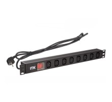 PDU 8 розеток C13 с LED выключателем,1U, шнур 2м вилка нем.стандарт