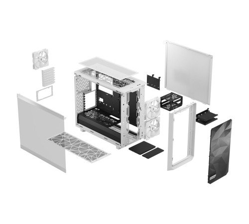 Корпус ПК без блока питания/ Case Fractal Design Meshify 2 Lite TG Clear Tint, Midi-Tower, 3x140mm, 2xUSB-A 3.2 E-ATX, ATX, mATX, mITX White