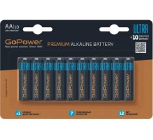 Батарейка/ Батарейка GoPower ULTRA LR6 AA BL10 Alkaline 1.5V (10/100/800) (10 шт.)