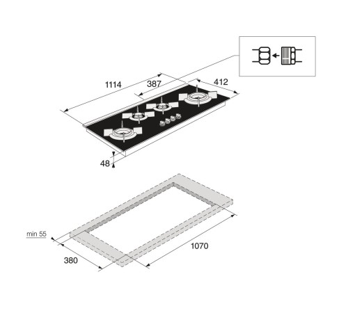 Газовая варочная панель ASKO/ Арт. 741474 ; Газовая варочная панель ASKO, 4 зоны,материал стеклокерамика,кольцо для вока-чугун,электроподжиг, цвет черный