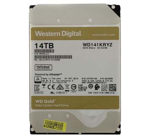 Жесткий диск/ HDD WD SATA3 14Tb Gold 7200 512mb  1 year warranty