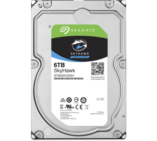Жесткий диск/ HDD Seagate SATA3 6Tb Video 24x7 SkyHawk 256Mb 1 year warranty