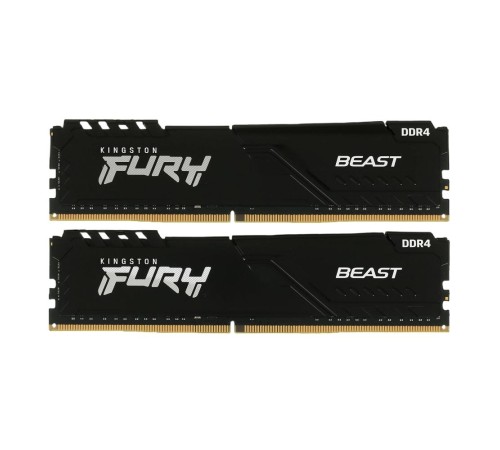Память оперативная/ Kingston 32GB 3200MT/s DDR4 CL16 DIMM (Kit of 2) 1Gx8 FURY Beast Black (Select Regions ONLY)