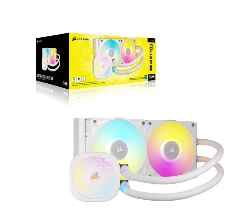 Система жидкостного охлаждения/ Water Cooling System Corsair iCUE LINK TITAN 240 RX RGB (240mm, White, RGB/ Fans: 2x120mm, 73.5CFM, 36dBA, 2100RPM/ S: 1851, 1700, AM5, AM4) Система жидкостного охлаждения/ Water Cooling System Corsair iCUE LINK TITAN 240 RX RGB (240mm, White, RGB/ Fans: 2x120mm, 73.5CFM, 36dBA, 2100RPM/ S: 1851, 1700, AM5, AM4)