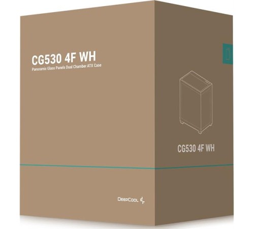 корпус Deepcool CG530 4F WH без БП, боковое окно (панорама), 3x120мм ARGB Reverse вентилятора на боковой стенке, 1x120мм ARGB вентилятор сзади, белый, ATX