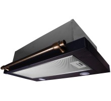 Встраиваемая вытяжка Korting/ Встраиваемая вытяжка в выдвижным экраном  в ретро дизайне,ширина 60 см, 3 режима, механическое управление, 650 м3/ч., алюминиевые жировые фильтры,  LED освещениe -  2 лампы, ур.шума  57дб, рейлинг в цвете бронза, цвет - черны