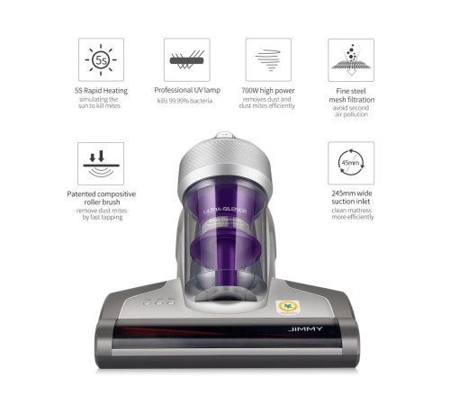 Пылесос для удаления клещей Jimmy Anti-mite Vacuum Cleaner JV35 Silver+Purple (Вскрытая упаковка) Пылесос для удаления клещей Jimmy Anti-mite Vacuum Cleaner JV35 Silver+Purple (Вскрытая упаковка)