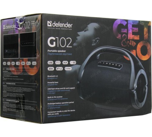 Defender Портативная акустика G102 Bluetooth,30Вт, FM/microSD/USB
