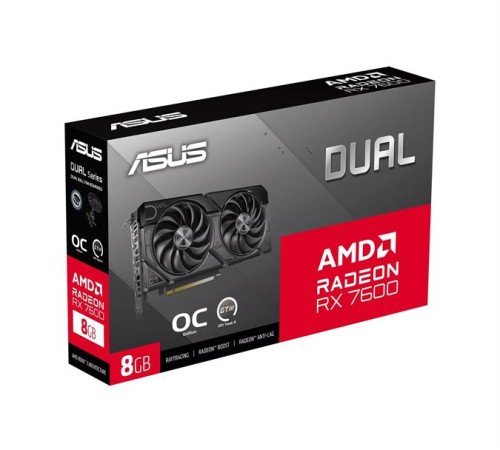 Видеокарта ASUS DUAL-RX7600-O8G-EVO//RX7600 HDMI DP*3 8G D6; 90YV0LD0-M0NA00