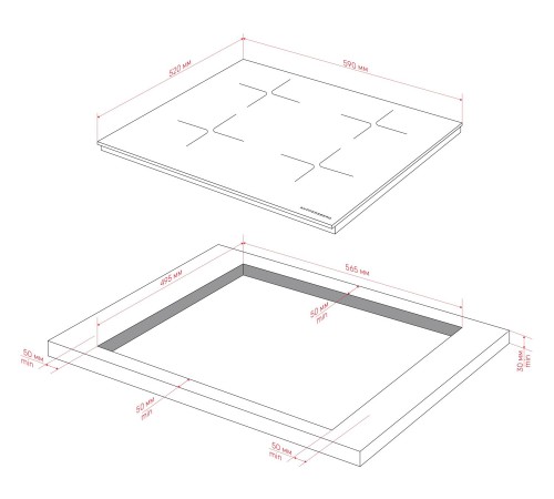 Варочная поверхность Kuppersberg/ Варочная поверхность Kuppersberg, High-Tech, индукция, 60 см, 4 зоны нагрева, 9 уровней мощности, inverter, таймер, пауза, Booster, слайдерное управление, цвет черный