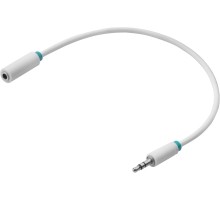 Greenconnect Удлинитель аудио 0.5m jack 3,5mm/jack 3,5mm белый, зеленая окантовка, ультрагибкий, 28AWG, M/F, Premium GCR-STM1662-0.5m, экран, стерео
