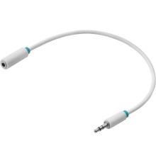 Greenconnect Удлинитель аудио 0.5m jack 3,5mm/jack 3,5mm белый, зеленая окантовка, ультрагибкий, 28AWG, M/F, Premium GCR-STM1662-0.5m, экран, стерео