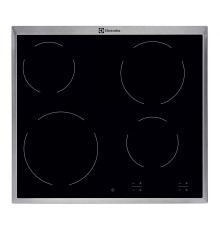 Встраиваемая электрическая панель ELECTROLUX/ Электрическая варочная панель, 60 см, 4 конфорки, черный цвет, рама из нержавеющей стали