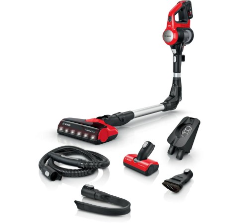 Пылесос Bosch/ Пылесос Bosch, безмешковый, вертикальный, емкость пылесборника 0.3 л, сухая уборка, фильтр НЕРА, цвет красный