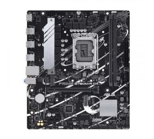 Материнская плата ASUS PRIME B760M-R D4, LGA1700, B760, 2*DDR4, 4*SATA, 2*M.2, 4*USB 3.2, 4*USB 2.0, 1*PCIx16, 2*PCIx1, HDMI, mATX; 90MB1HA0-M0EAY0