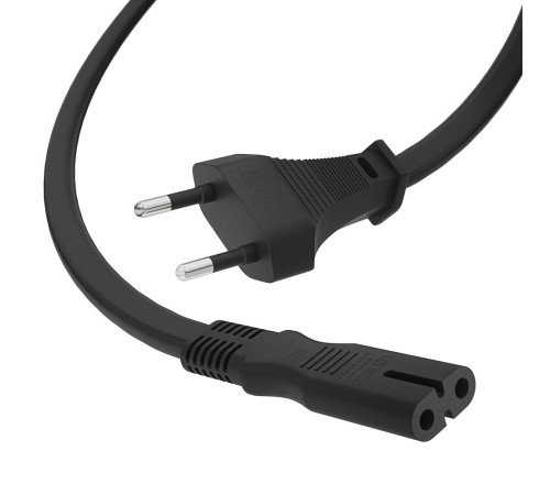 GCR Кабель питания 1.0m, CEE 7/16 / IEC C7, черный, 2*0,5mm, GCR-54292