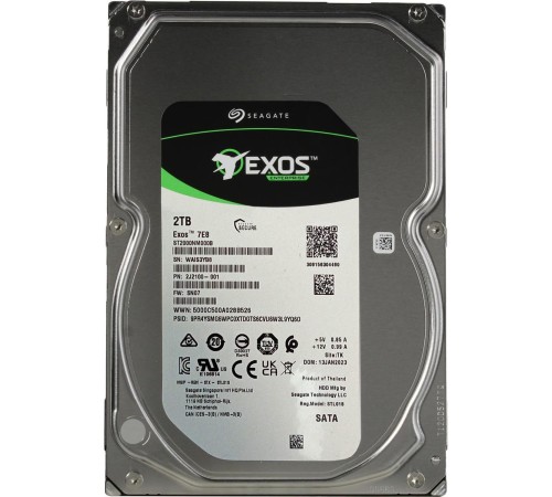 Жесткий диск/ RECERTIFIED HDD Seagate Exos 7E8 SATA 2Tb 7200 6Gb/s 256Mb 1 year warranty (replacement ST2000NM000A, ST2000NM004B, ST2000NM017B, ST2000NM001A) RECERTIFIED