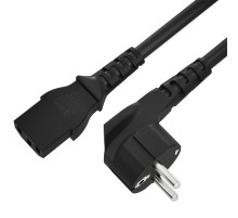 GCR Кабель питания PROF 0.5m, евровилка угловая Schuko - С13, черный, 3*1,5mm