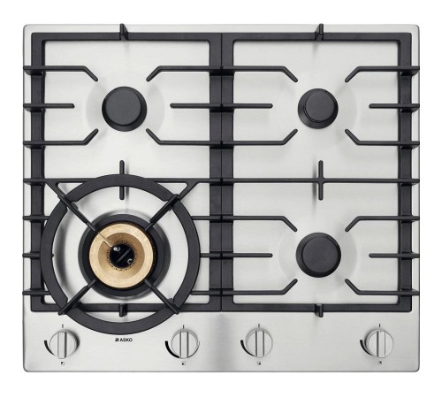 Встраиваемые газовые панели ASKO/ Арт. 476653 ПРОМО ; газовая, 4.8 х 60 х 52.6, 4 конфорки, конфорка повышенной мощности Super Vario Wok, механическое управление, поворотные переключатели, цвет: нержавеющая сталь