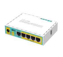 Маршрутизатор MikroTik hEX PoE lite with 650MHz CPU, 64MB RAM, 5xLAN (four with PoE out), USB, RouterOS L4, plastic case and PSU (незначительное повреждение коробки)