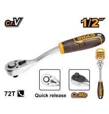 Гаечный ключ с храповым механизмом Ingco HRTH8412,1/2,260мм изогн.,Cr-V+CrMo