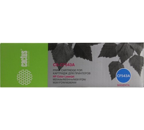 -/ Картридж лазерный Cactus CS-CF543A CF543A пурпурный (1400стр.) для HP LJ M254dw/M280nw/M281fdn