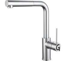 Смеситель RIVELATO Rivelato Смеситель для кухни Albano Г-обр.с выдвижной лейкой D-35мм, монтаж: вертикально на раковину, материал: нержавеющая сталь, цвет: хром