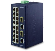 коммутатор/ PLANET IFGS-1822TF IP30 Industrial 16-Port 10/100TX + 2-Port Gigabit TP/SFP Combo Ethernet Switch (-40~75C, dual redundant power input on 12-48VDC / 24VAC terminal block)
