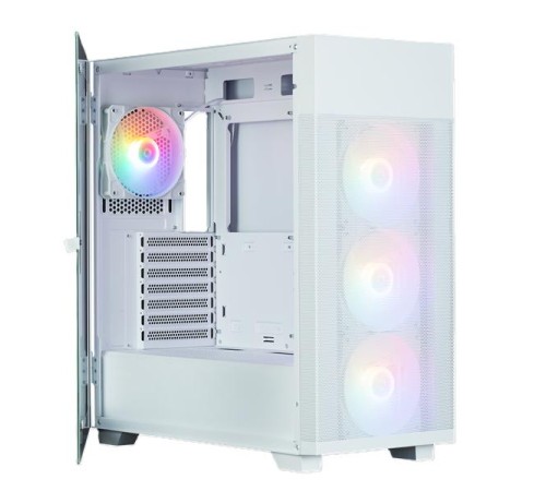 корпус ZALMAN S5 NEO, ATX, WHITE, WINDOW, 2xCOMBO (3.5" or 2.5"), 4x2.5", 1xUSB2.0, 1xUSB3.1, FRONT 3x120mm FRGB, REAR 1x120mm FRGB