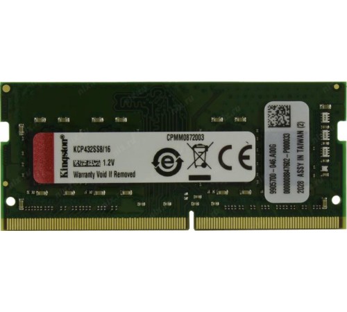 Память оперативная/ Kingston 16GB DDR4 3200MHz SODIMM SR