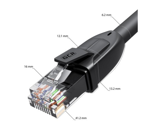 GCR Патч-корд PROF прямой 20.0m, UTP медь кат.6, че, 24 AWG, ethernet high speed 10 Гбит/с, RJ45, T568B, GCR-52589 GCR Патч-корд PROF прямой 20.0m, UTP медь кат.6, че, 24 AWG, ethernet high speed 10 Гбит/с, RJ45, T568B, GCR-52589