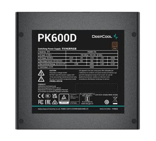 Блок питания Deepcool PK600D (ATX 2.4, 600W, PWM 120mm fan, Active PFC+DC to DC, 80+ BRONZE) RET Блок питания Deepcool PK600D (ATX 2.4, 600W, PWM 120mm fan, Active PFC+DC to DC, 80+ BRONZE) RET