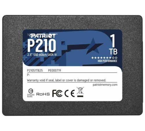Твердотельный накопитель Patriot SSD P210 1TB SATA3 2.5" R520/W430 TBW 480TB 3D NAND Твердотельный накопитель Patriot SSD P210 1TB SATA3 2.5" R520/W430 TBW 480TB 3D NAND
