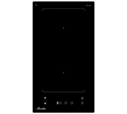 Варочная панель Monsher/ Варочная панель Monsher, High-Tech, индукция, inverter, 30 см, 2 конфорки, 9 уровней мощности, сенсорное управление, автоматическое отключение, индикация остаточного тепла, таймер, Flexi-zone, цвет черный