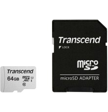 Карта памяти/ Transcend 64GB microSDXC Class 10 UHS-I U1 R95, W45MB/s with SD adapter