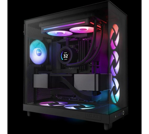 Кулер для корпуса ПК/ Case Cooler NZXT F240 RGB Core (120x120x25mm, 4-pin PWM, RGB, 75.12CFM, 30dBA, 2400RPM, Black, Single-Frame RGB Fan Unit)