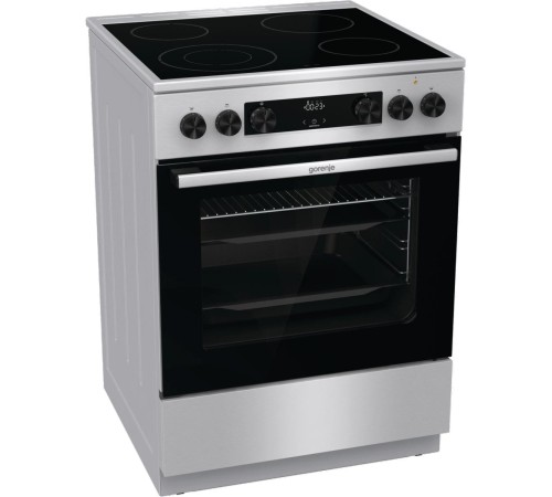Плита GORENJE/ Тип плиты: электрическая, Тип варочной поверхности: стеклокерамическая, Цвет: нержавеющая сталь, Гриль: Есть, Ширина, см: 60