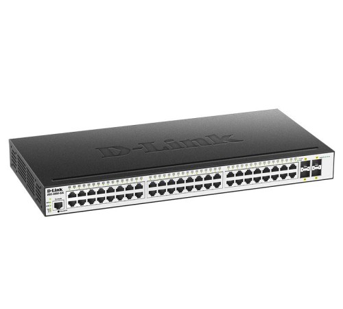 Коммутатор D-Link Управляемый L2 коммутатор, 48x1000Base-T, 4x1000Base-X SFP, защита от статического электричества до 6 кВ, CLI, консольный порт RJ-45, RPS, поддержка Dying Gasp