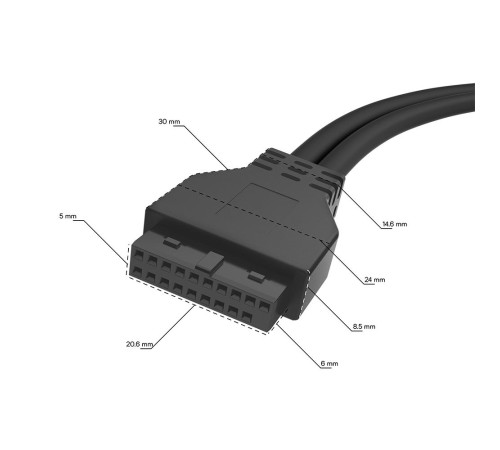 GCR Планка в корпус USB 3.0, 2 порта 20 pin на 4 внешних порта, 0.58m, черный, GCR-55564 GCR Планка в корпус USB 3.0, 2 порта 20 pin на 4 внешних порта, 0.58m, черный, GCR-55564