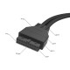 GCR Планка в корпус USB 3.0, 2 порта 20 pin на 4 внешних порта, 0.58m, черный, GCR-55564
