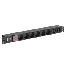 ITK PDU 6 розеток нем. ст. + 2 С13 LED 1U вх. С14 алюмин.