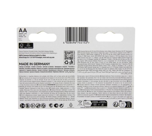 Батарейка AA/ Батарейка Varta LONGLIFE MAX POWER (MAX TECH) LR6 AA BL8 Alkaline 1.5V (4706) (8/160) (8 шт.) Батарейка AA/ Батарейка Varta LONGLIFE MAX POWER (MAX TECH) LR6 AA BL8 Alkaline 1.5V (4706) (8/160) (8 шт.)