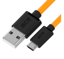 GCR QC Кабель 0.3m MicroUSB, быстрая зарядка, оранжевый TPE, черные коннекторы, 28/22 AWG, GCR-53280