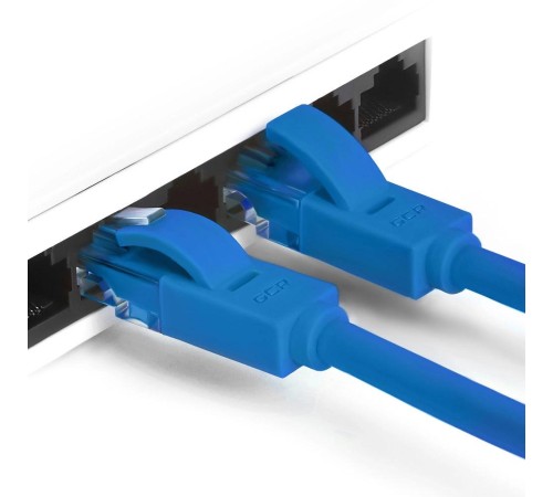 GCR Патч-корд перекрестный ethernet 1.0m UTP кат.5е, синий, RJ45, литой