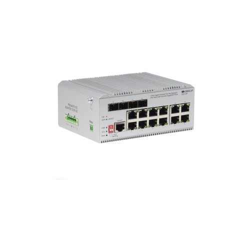 Коммутатор/ Managed L2 Industrial Fast Ring Switch 8x1000Base-T PoE, 4xCombo 1000Base-T/SFP, PoE Budget 185W, Surge 4KV, -40 to 75°C