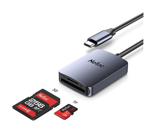 Кардридер  Netac Flash card reader WK12, USB3.0 Type-C to mSD/SD (repl. NT09WK12-30GR)